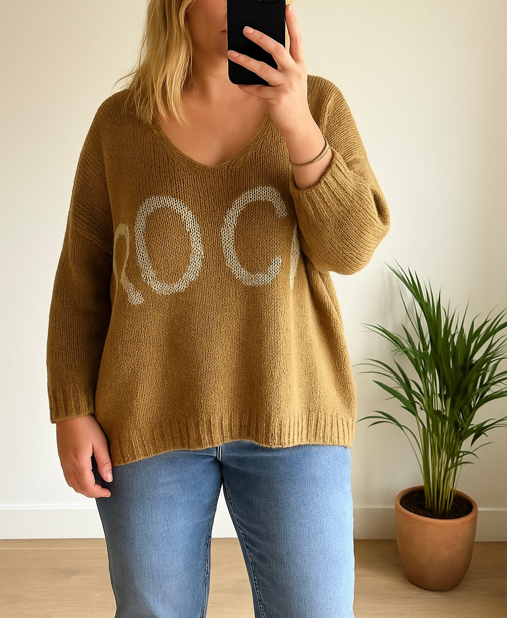 Pull camel à en laine et mohair “ROCK” T.U