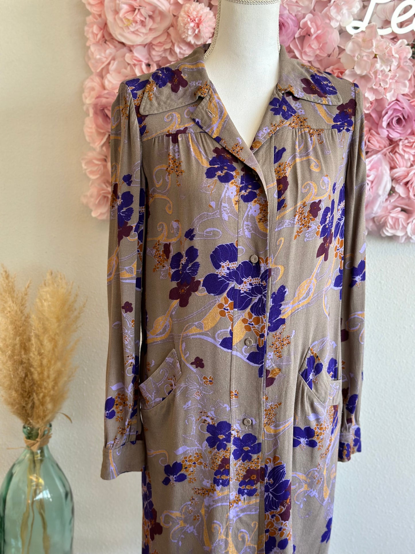 Robe chemise coupe midi à motifs colorés T.38