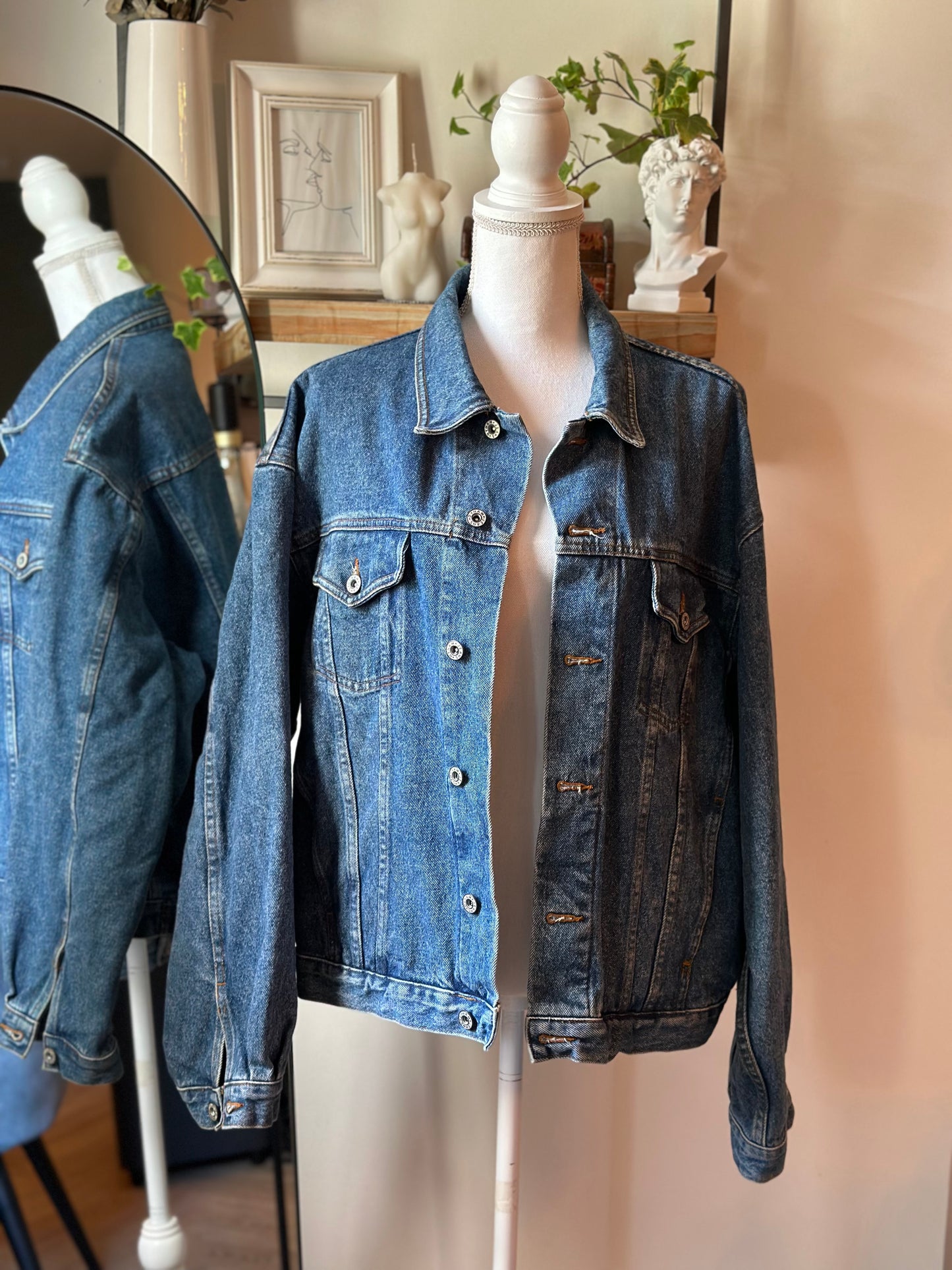 Veste en jean bleu denim vintage– T.U oversize