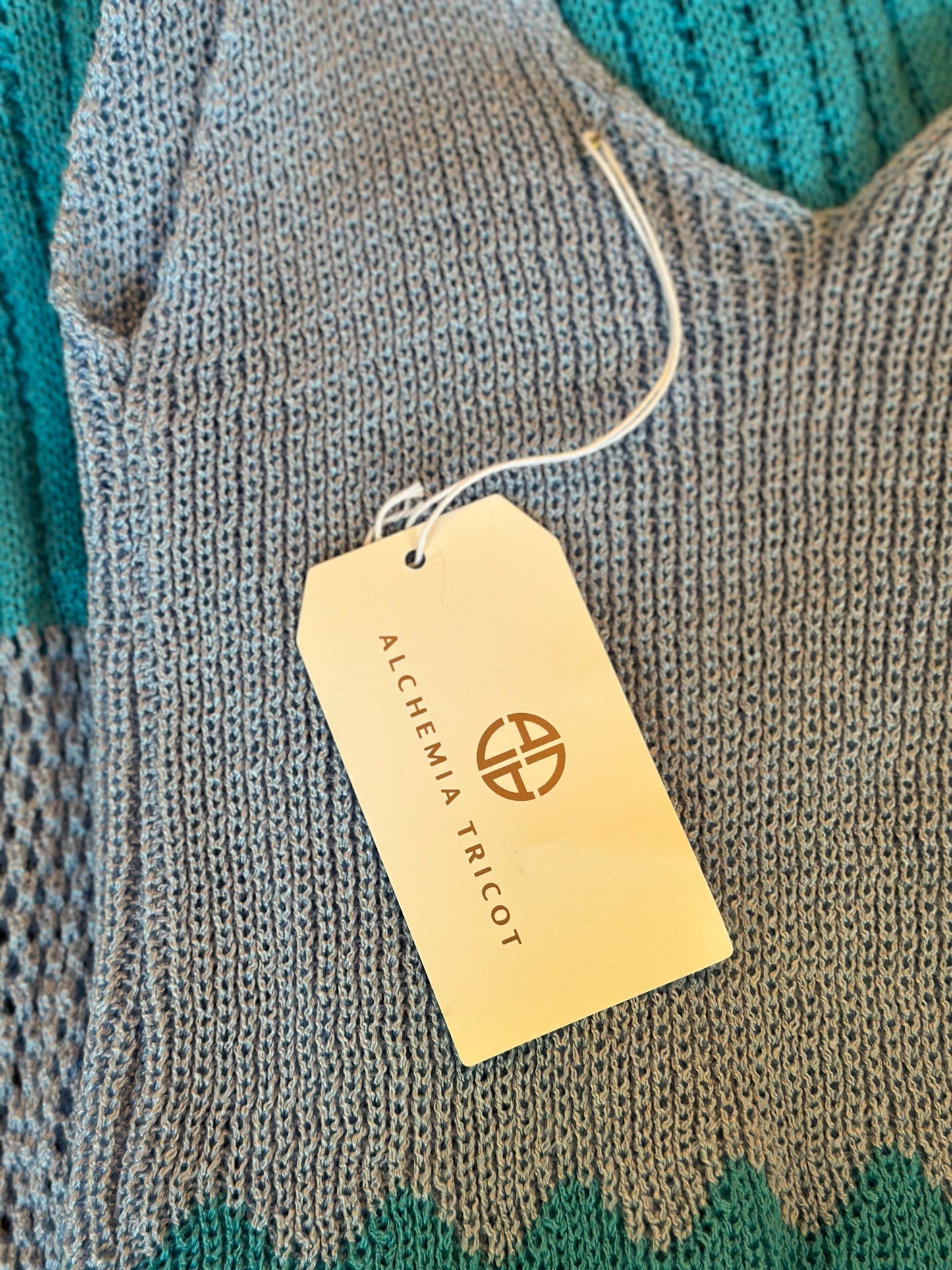 Robe longue maille bleue neuve T.U
