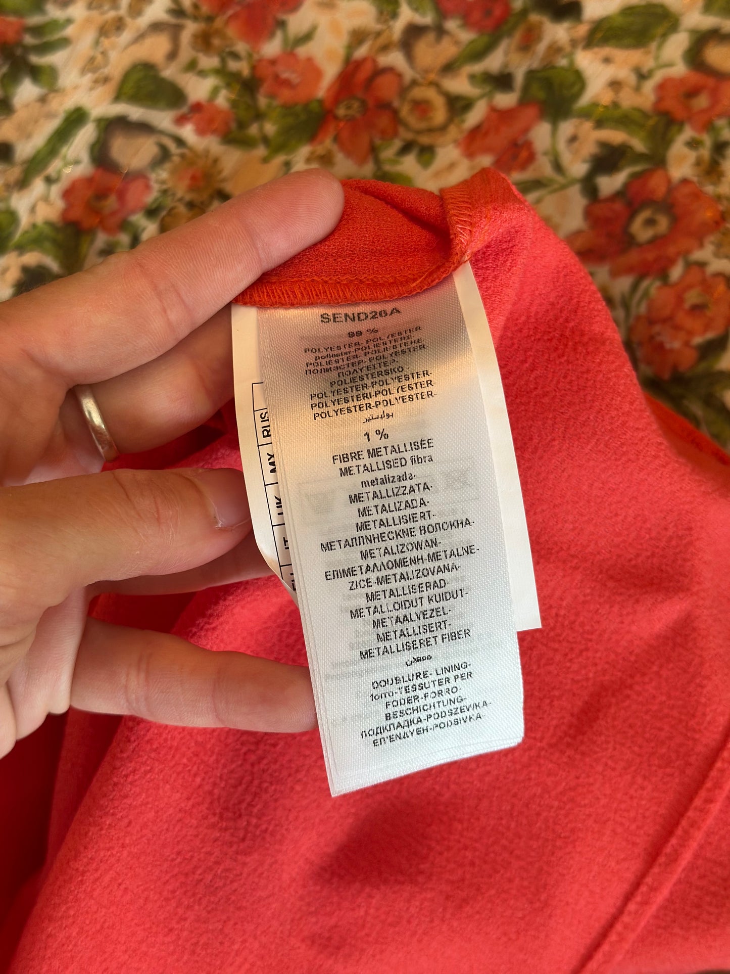 Combishort fleuri corail T.38