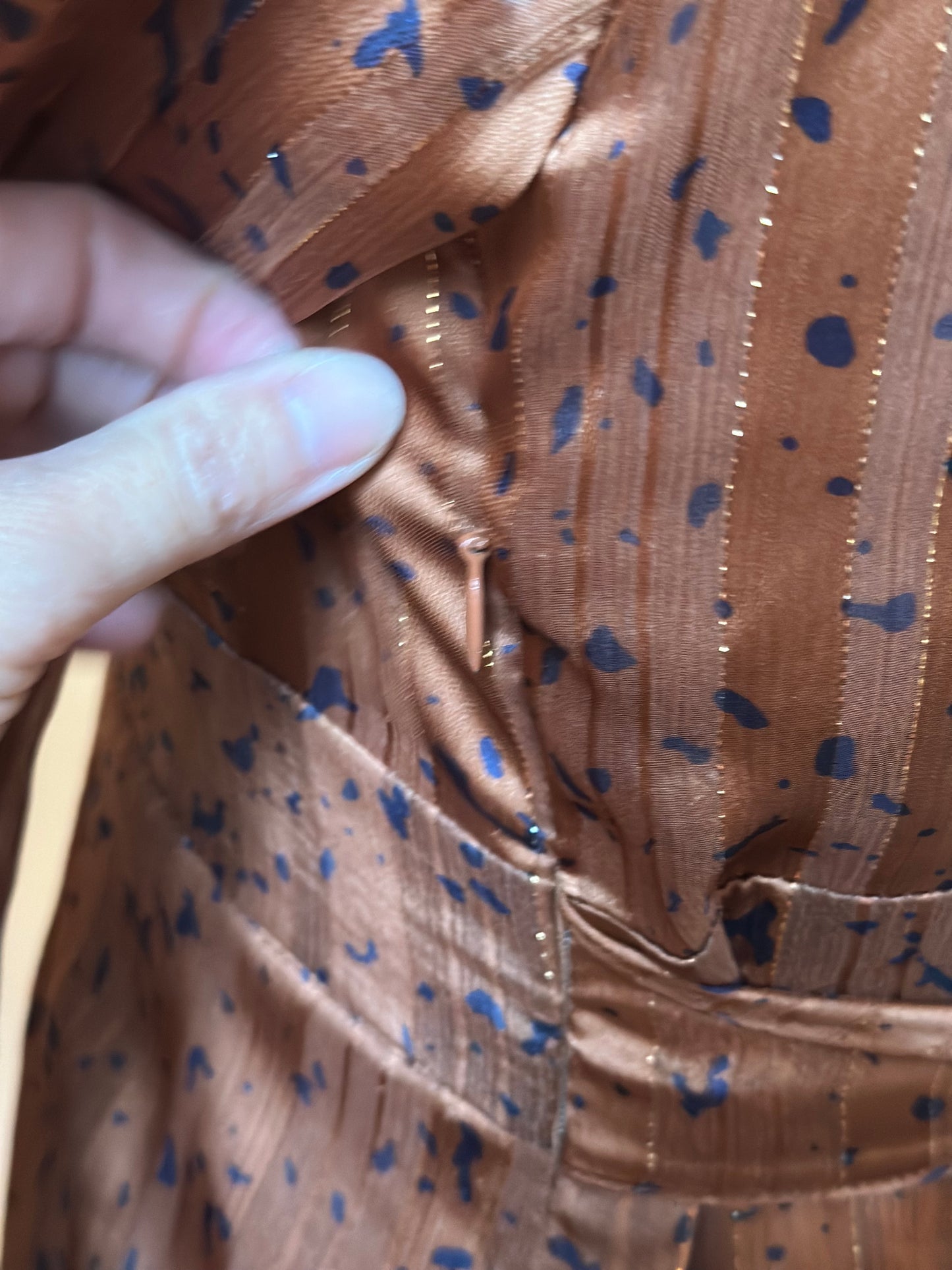 Robe longue marron lurex doré T.38