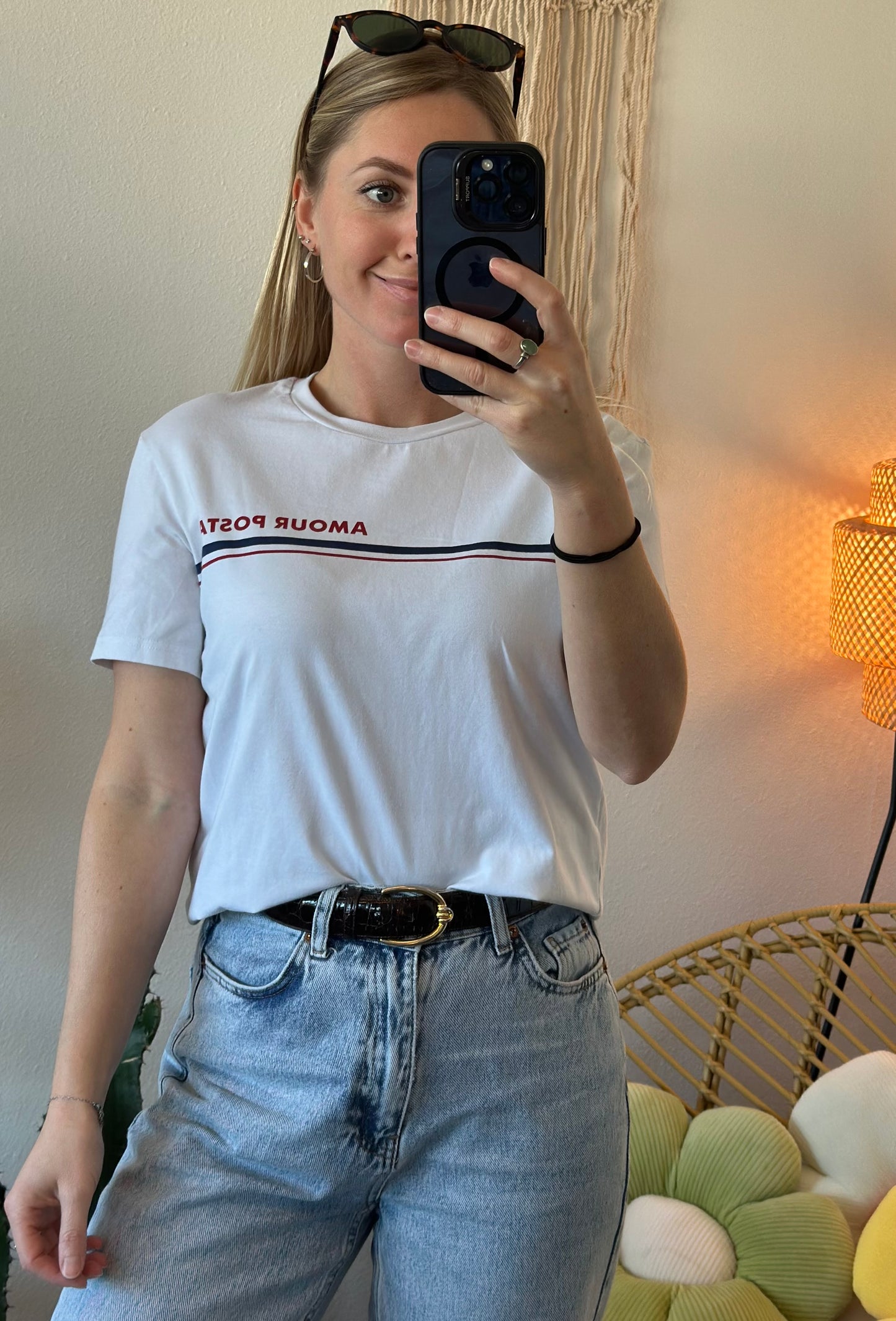 T-shirt blanc imprimé “Amour Postal”, T.34