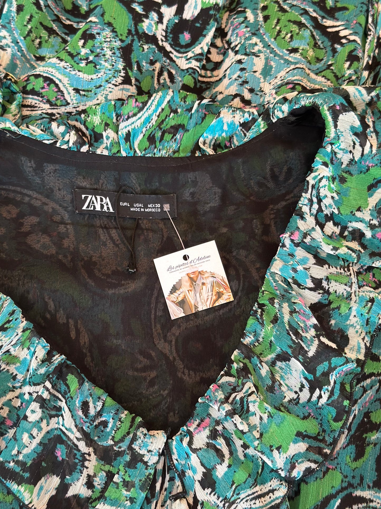 Robe midi imprimé cachemire vert T.40