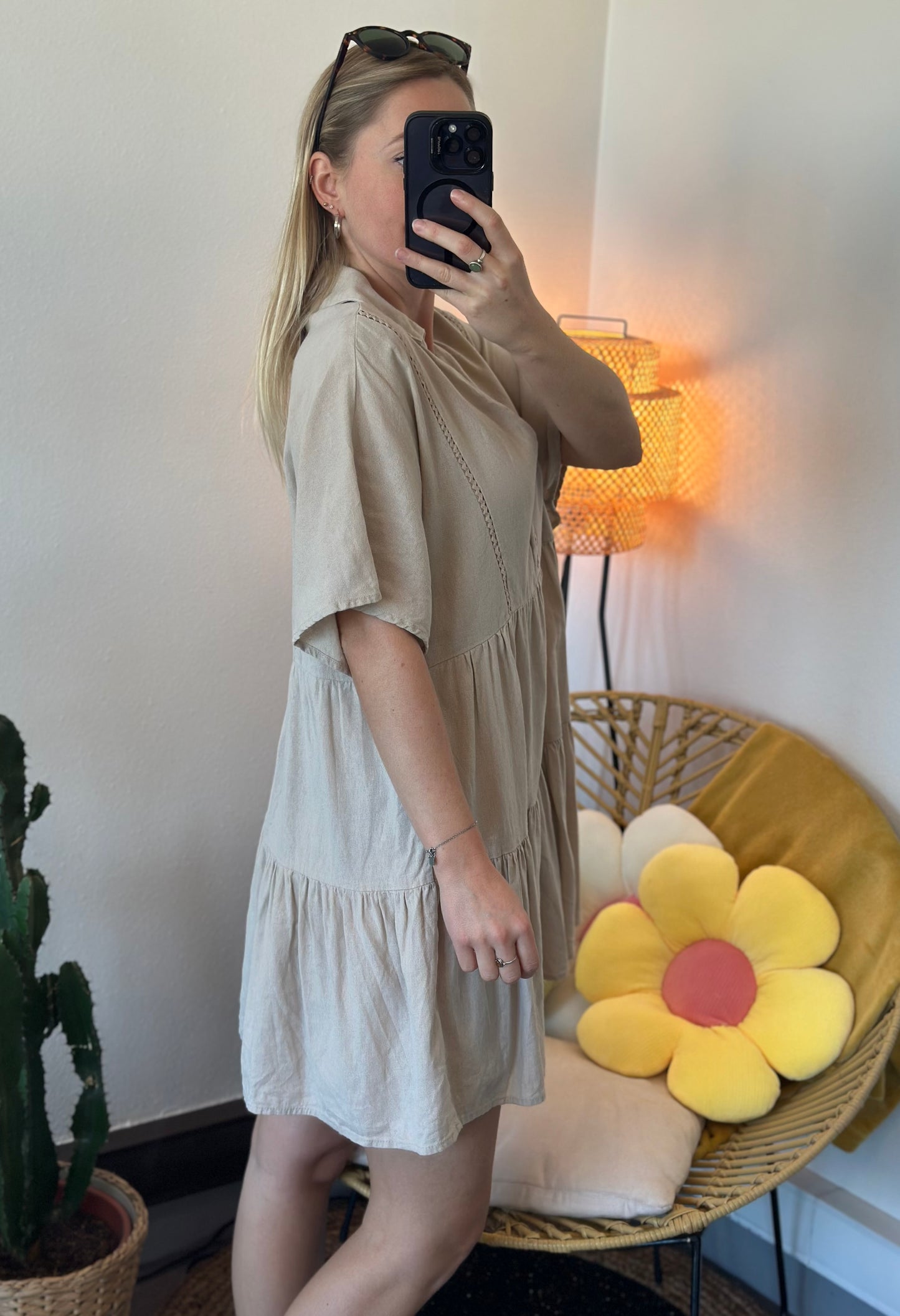 Robe babydoll beige en laine T.34 neuve