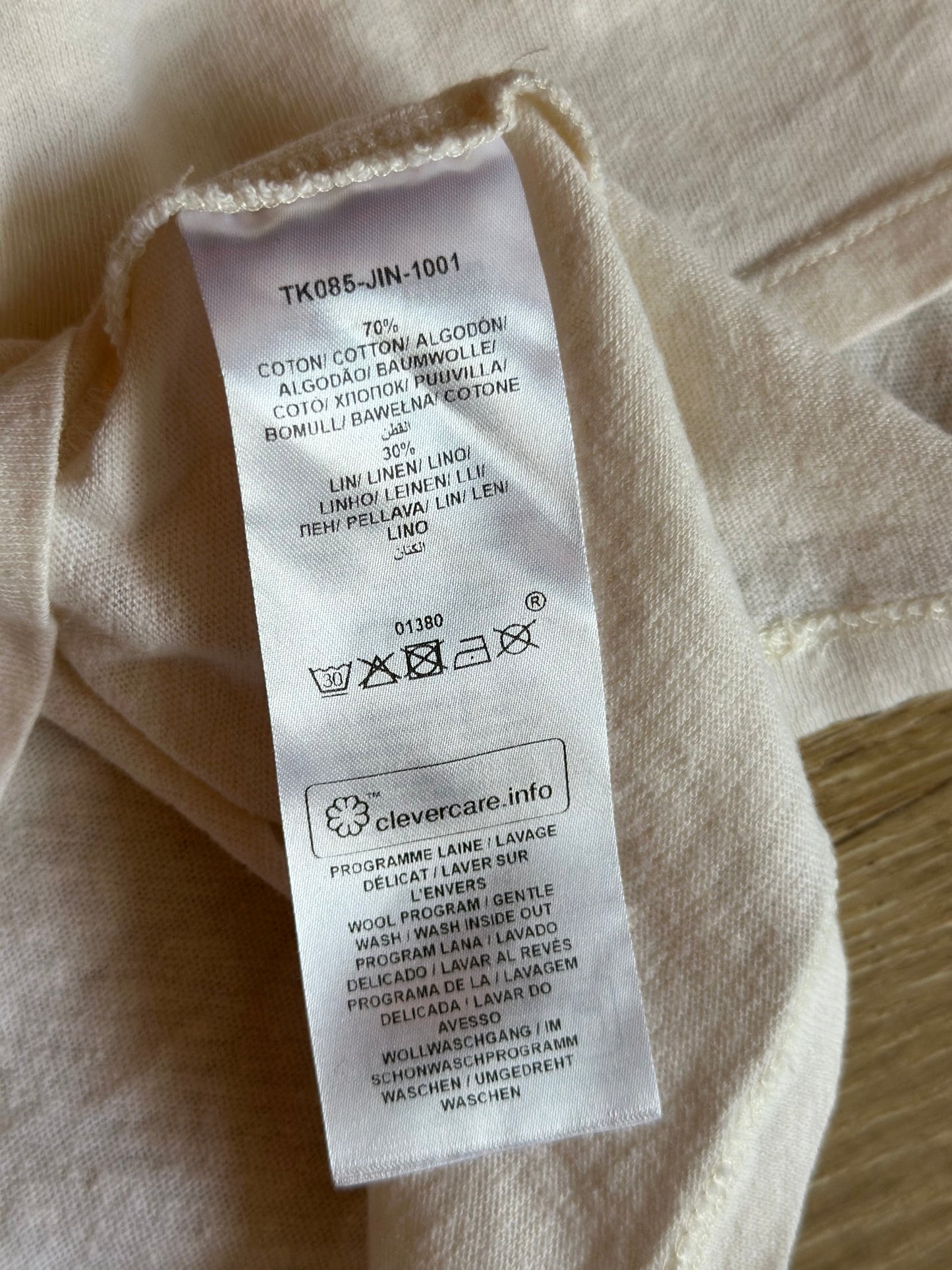 T-shirt en lin blanc, Liseré argenté T.40