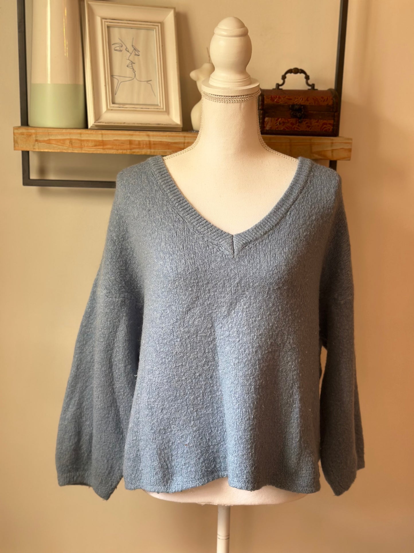 Pull bleu en laine et mohair Alexandre Laurent Paris taille U
