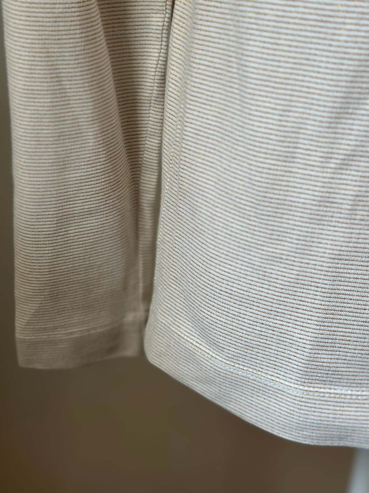 Pull fin blanc crème à rayures lurex doré T.36