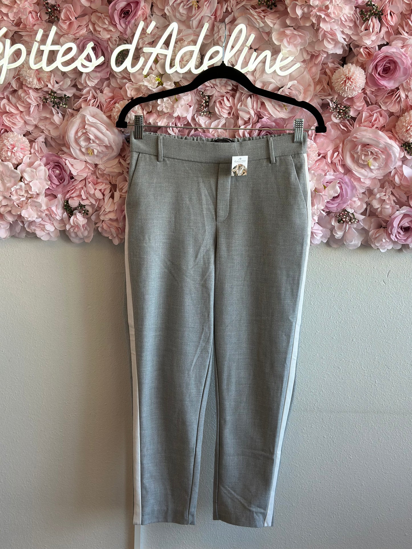 Pantalon chino jogger gris et blanc, T.34