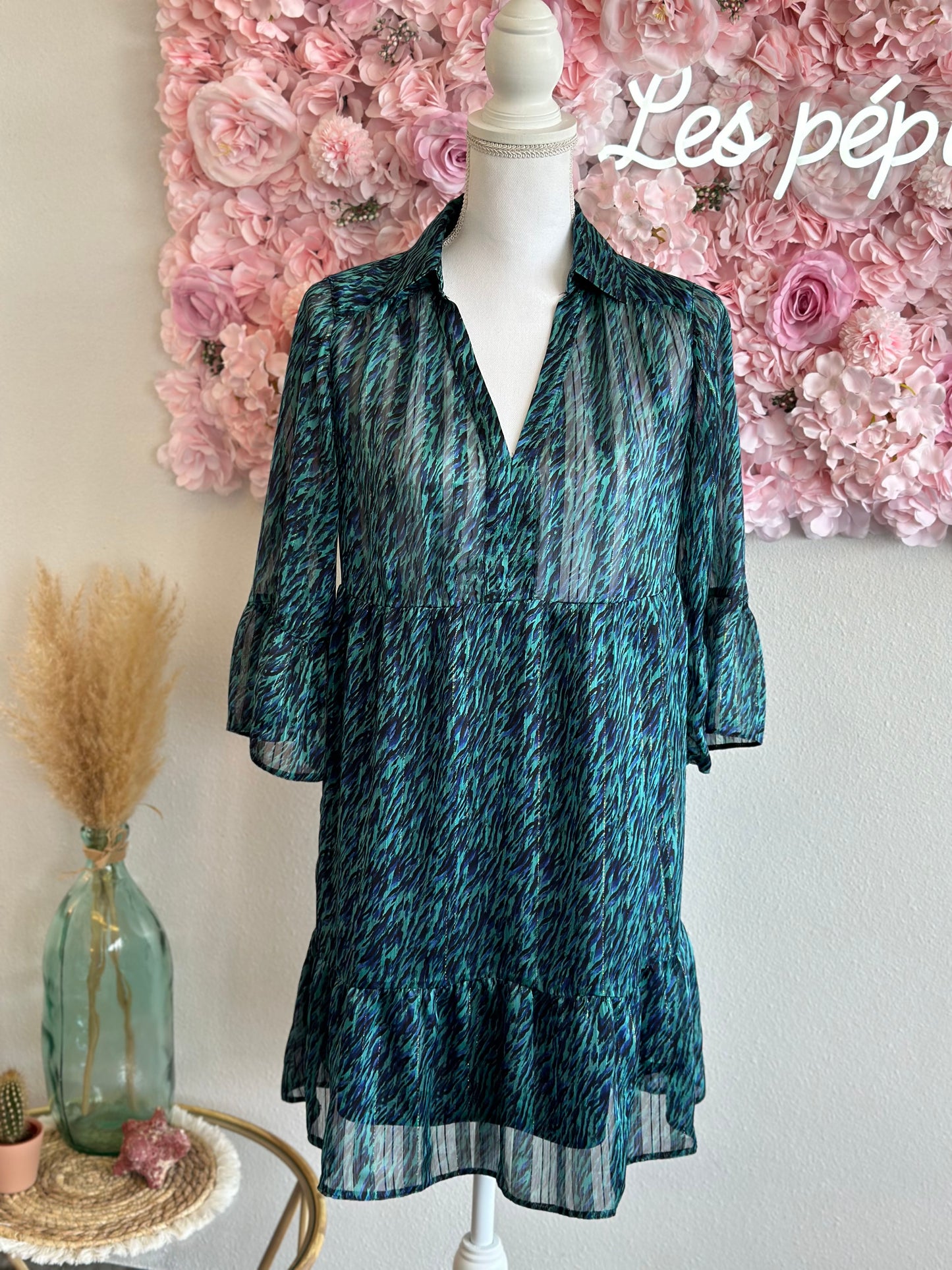 Robe d’été fluide à motifs bleus, T.36