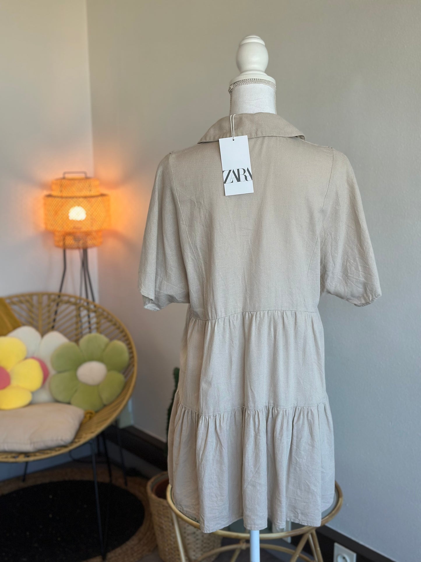 Robe babydoll beige en laine T.34 neuve