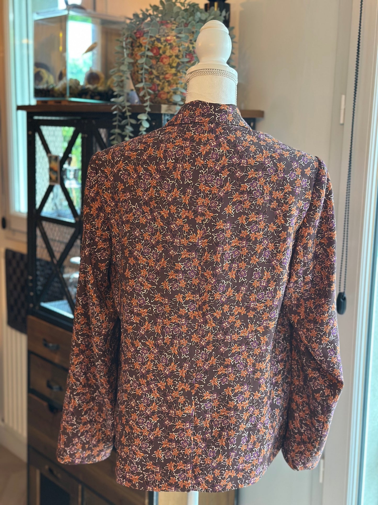 Veste blazer imprimé floral marron T.44
