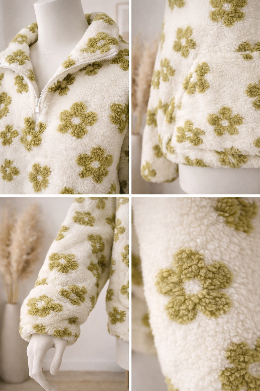 Pull teddy fleuri crème T.U neuf