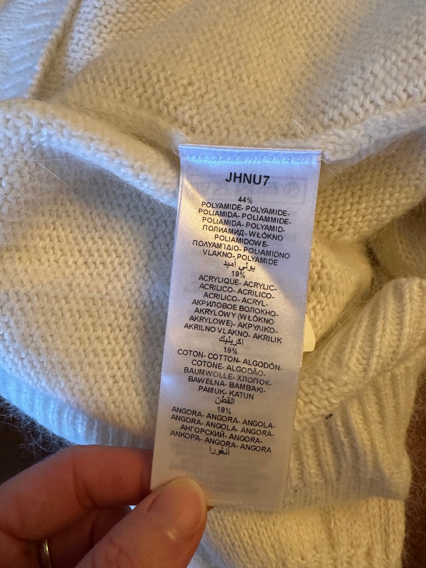 Pull écru dentelle col victorien angora T.40