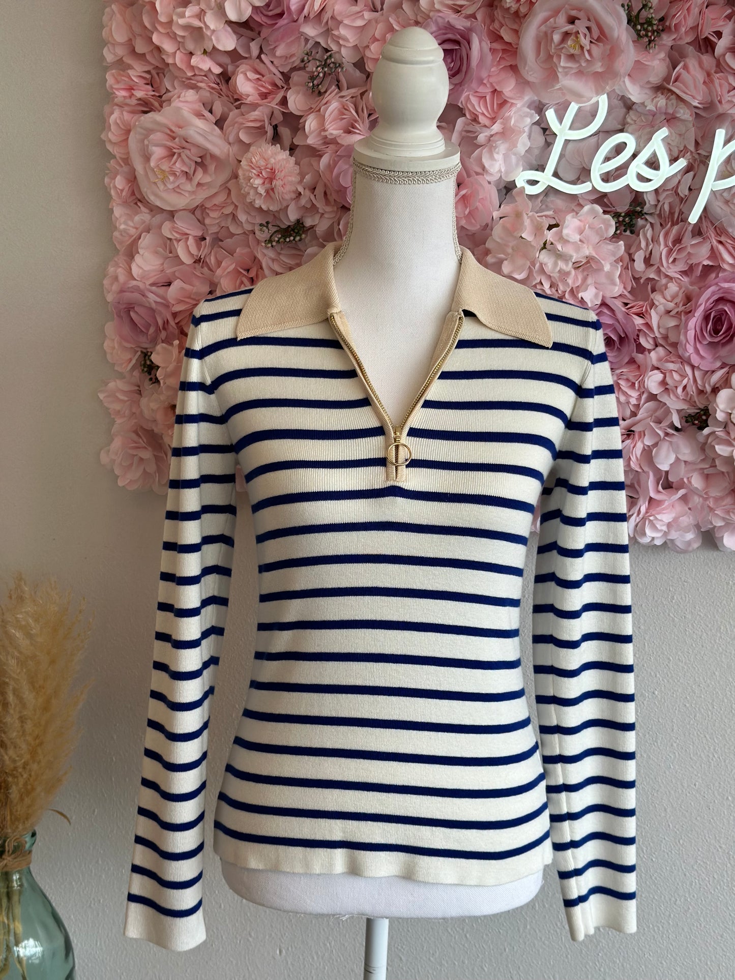 Pull en laine à rayures marinières T.34