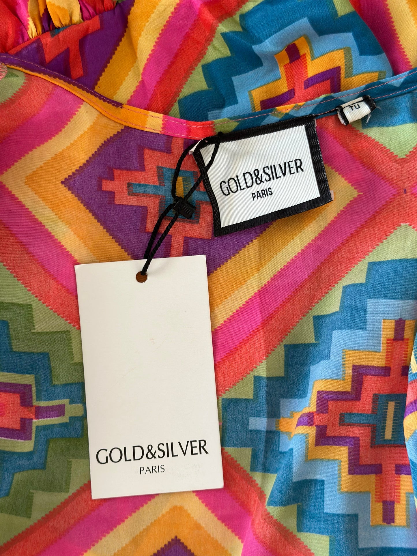 Robe portefeuille à motifs colorés neuve T.U