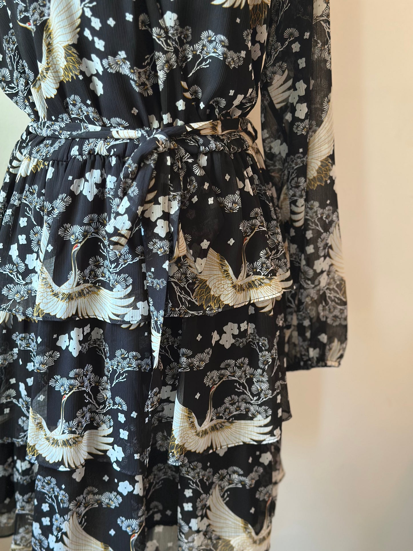 Robe midi imprimé fleuri et oiseaux T.42