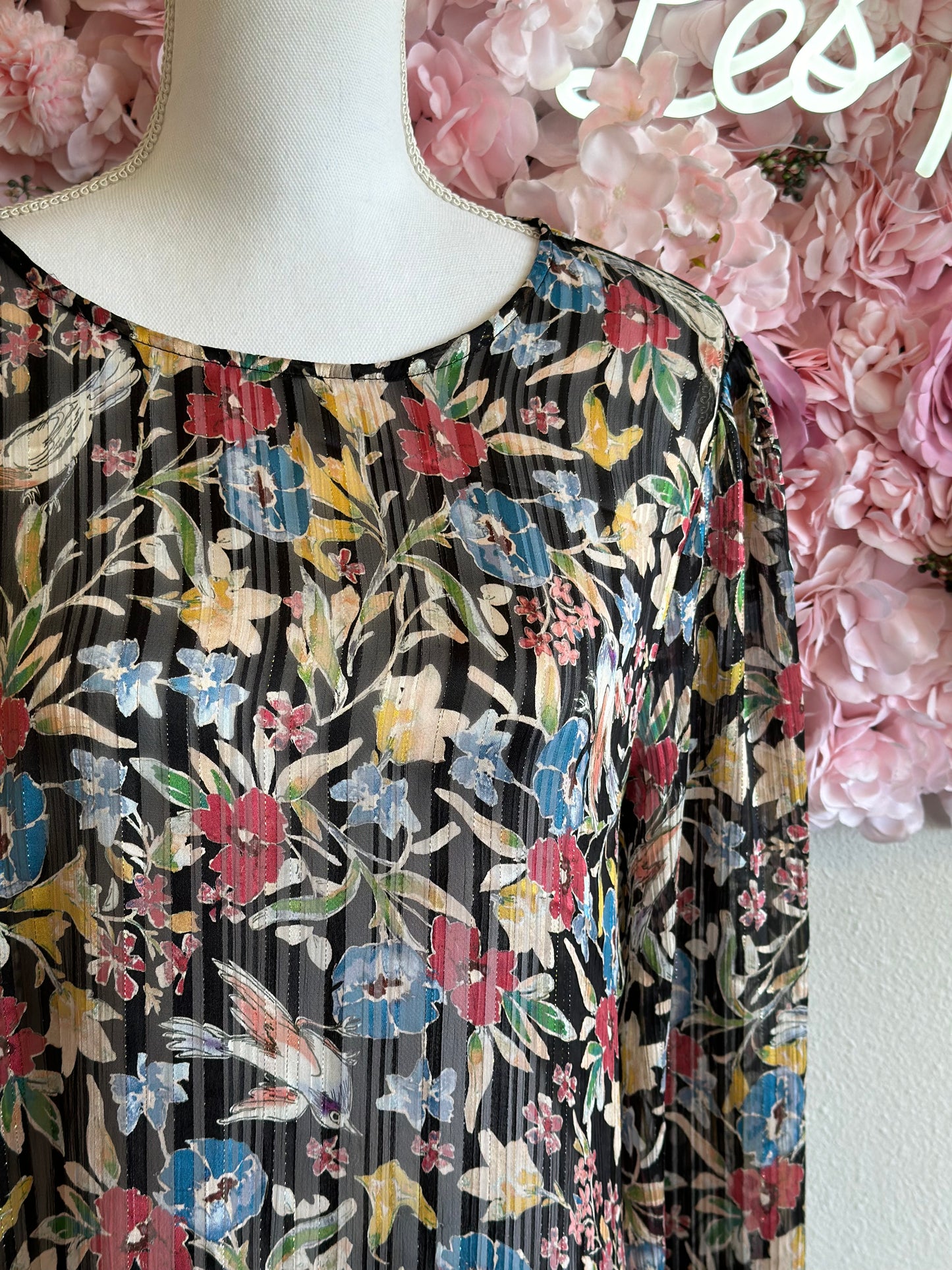 Belle blouse fluide à imprimé fleuri coloré T.44