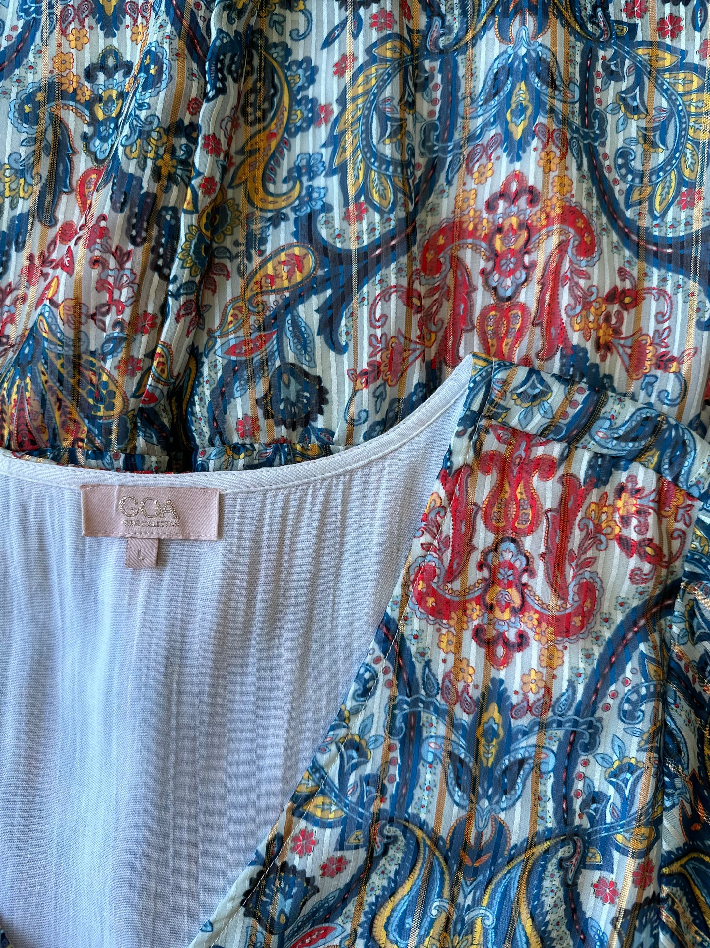 Robe midi évasée à motifs paisley cachemire colorés T.40