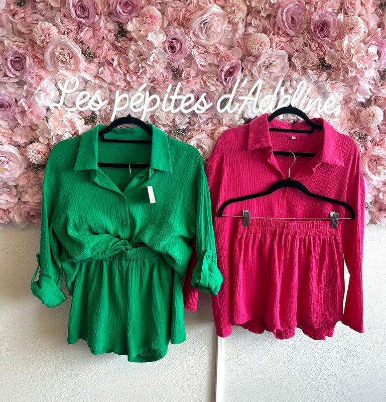 Ensemble deux pièces en gaze de coton t36 plusieurs couleurs disponibles