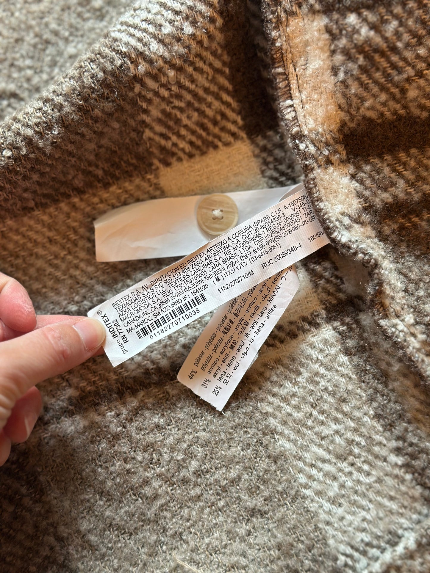 Veste surchemise à carreaux marron T.38