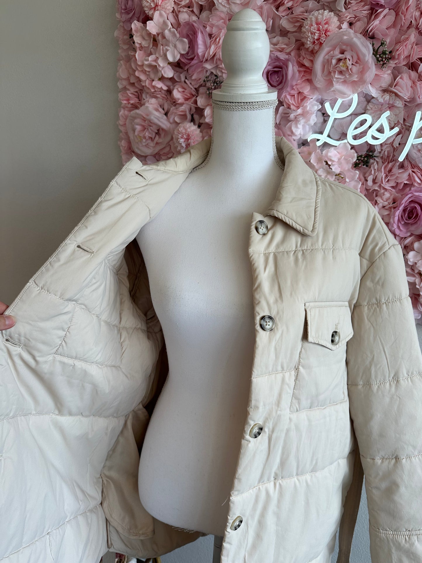 Veste doudoune matelassée ceinturée T.36 Oversize