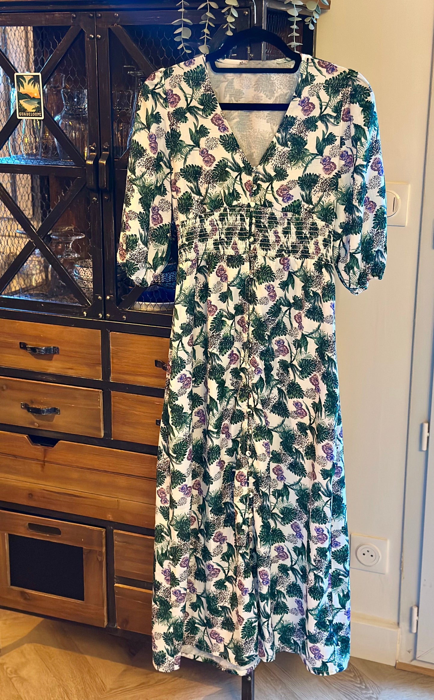 Robe mi-longue imprimée florale T.36