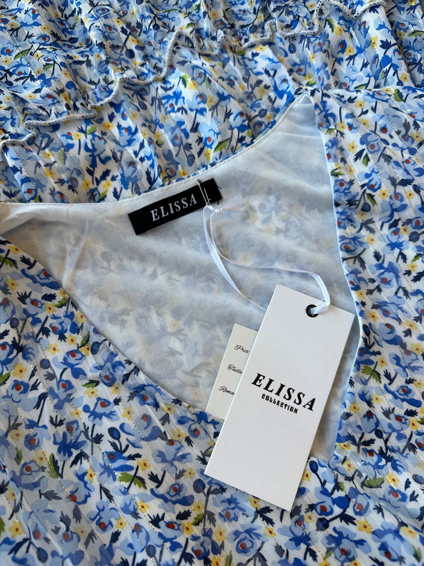 Robe midi motifs floraux bleus T.36/38
