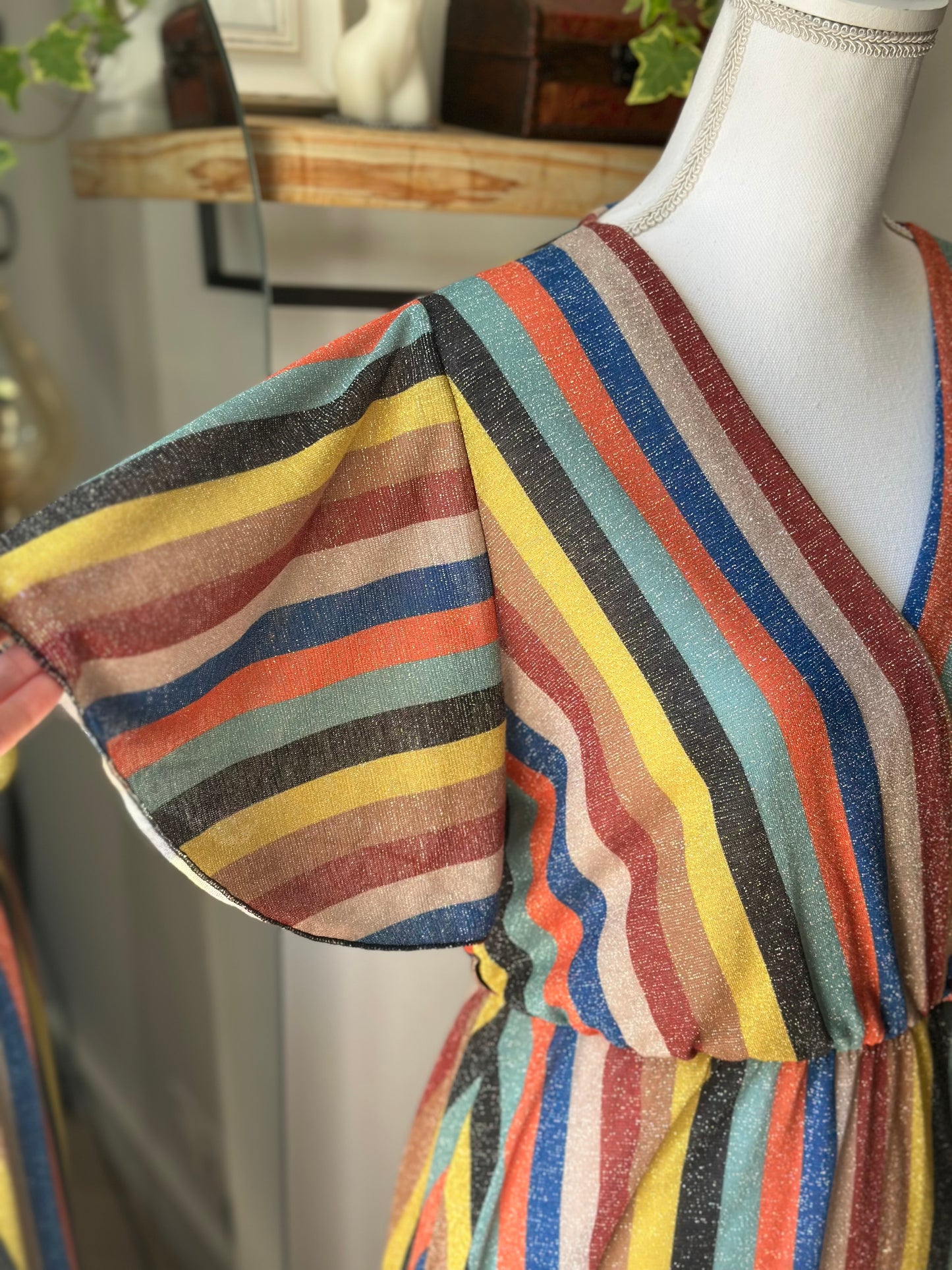 Robe longue rayée lurex multicolore T.U