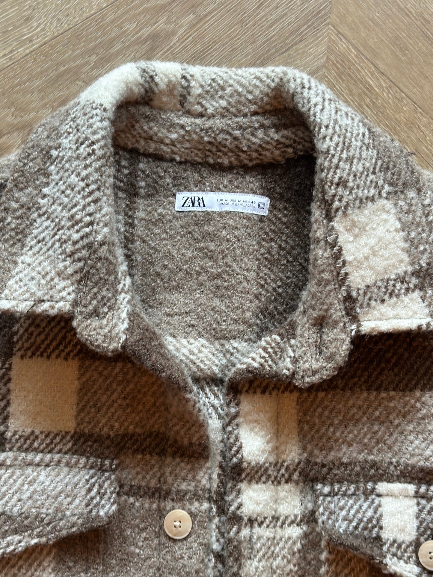 Veste surchemise à carreaux marron T.38
