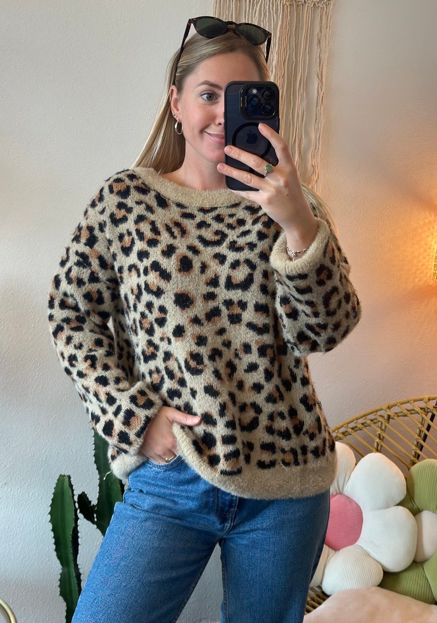 Pull doux à motifs léopard T.34