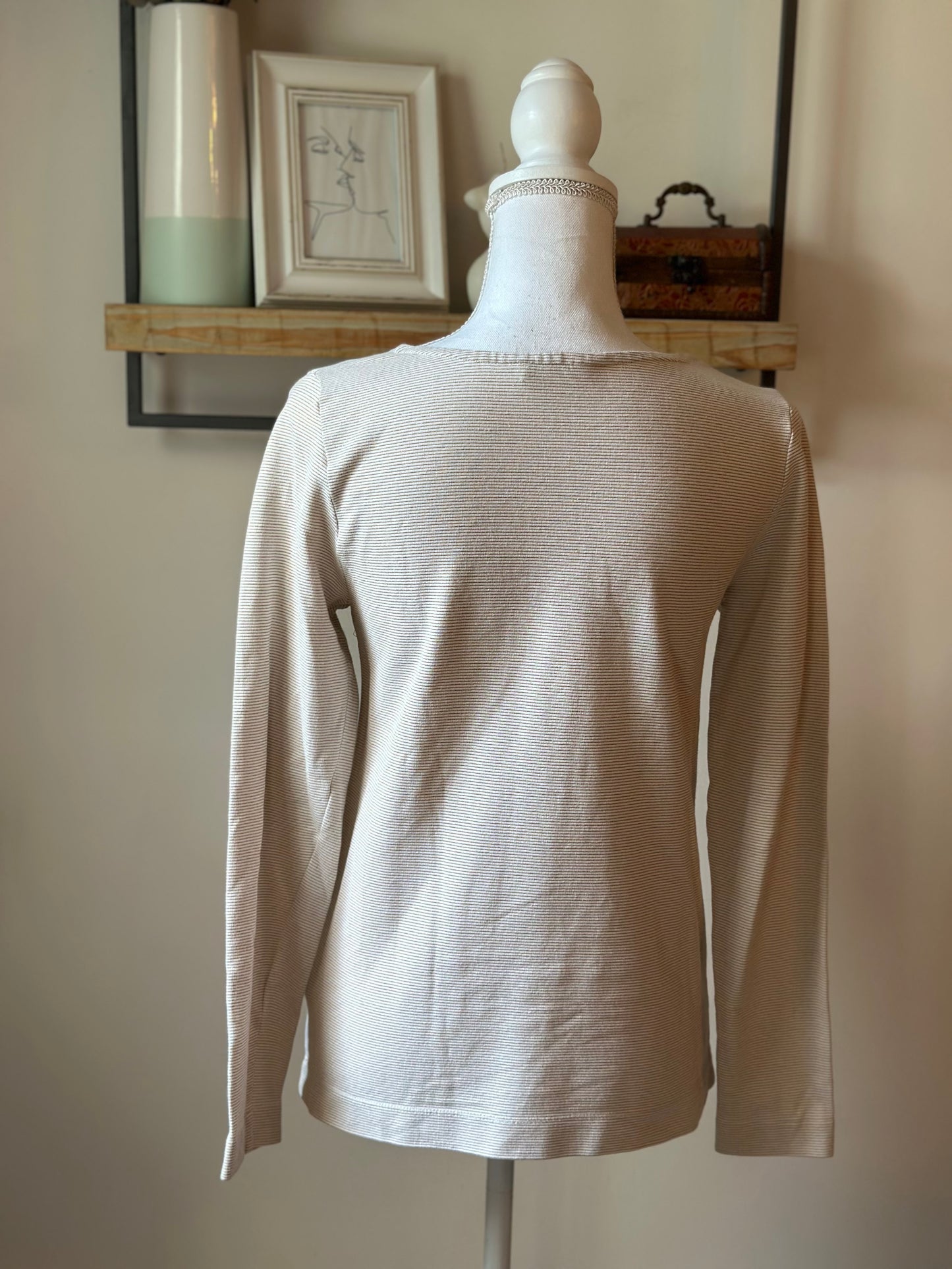 Pull fin blanc crème à rayures lurex doré T.36