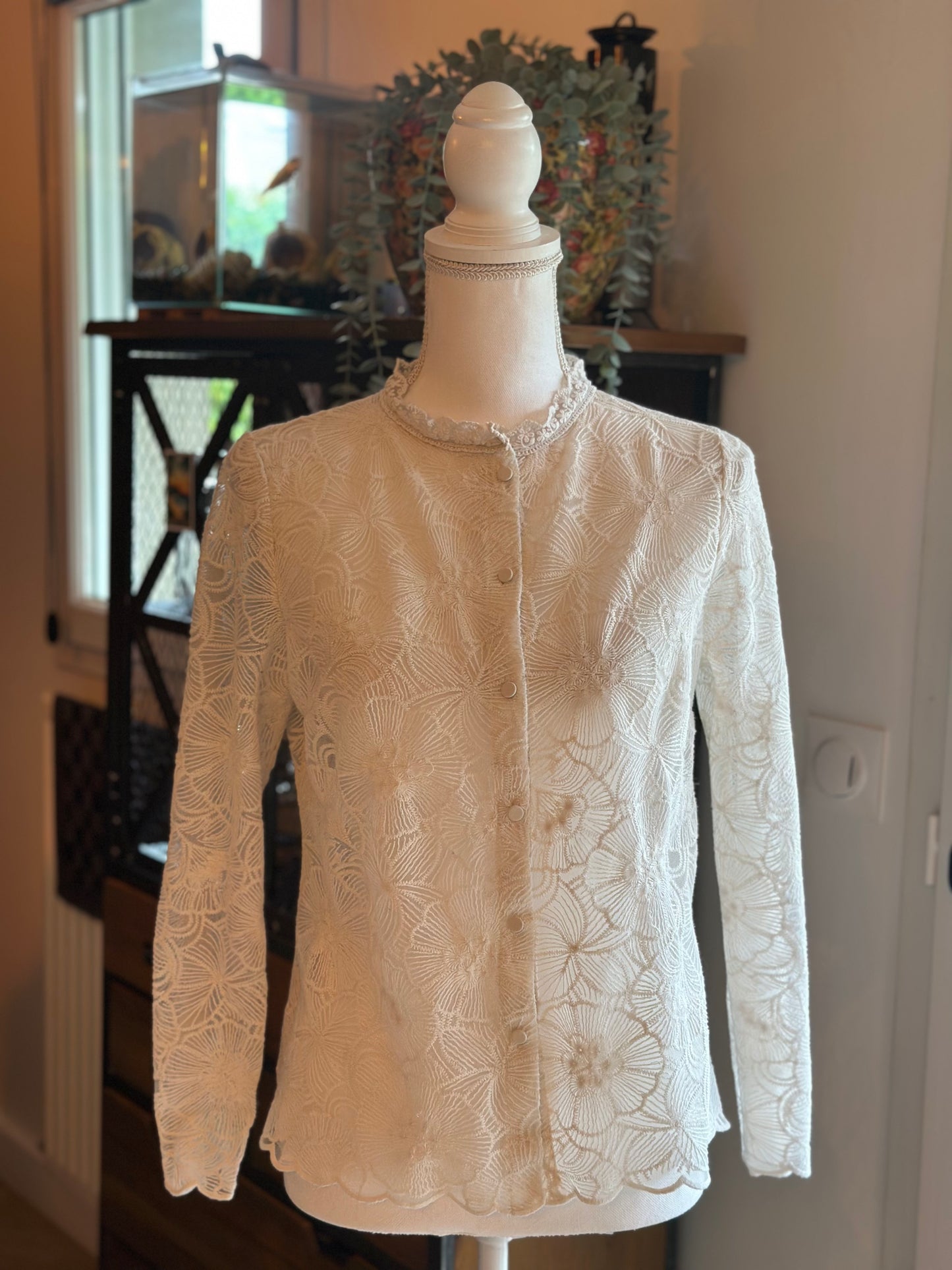 Chemise dentelle florale blanche T.34