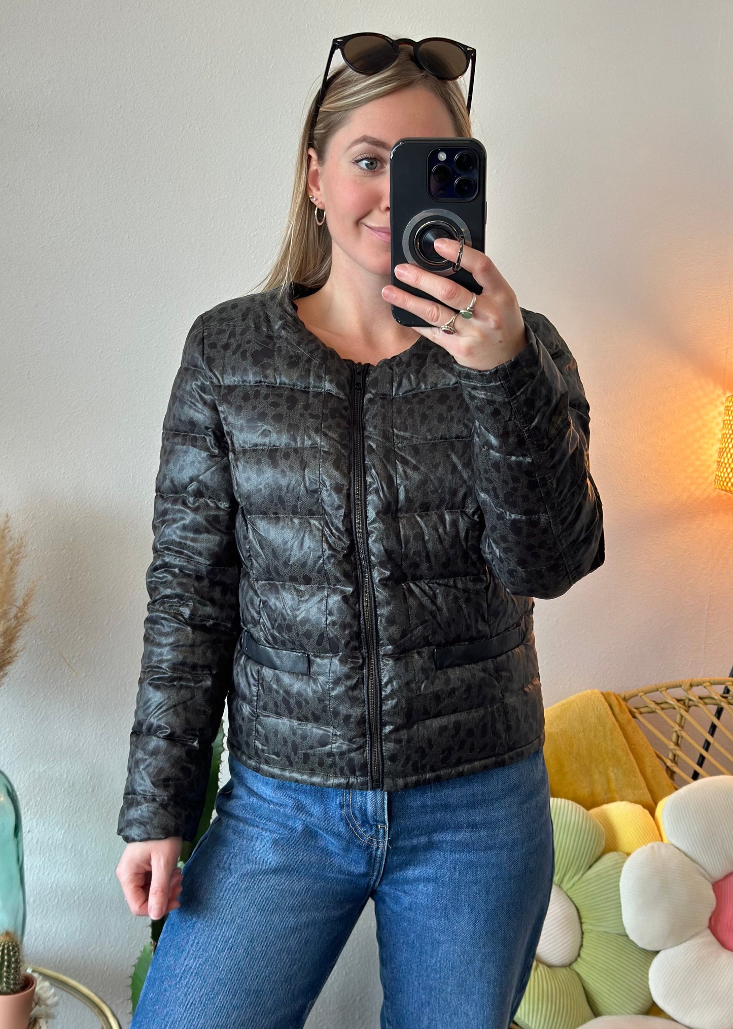 Belle doudoune en duvet imprimé T.38