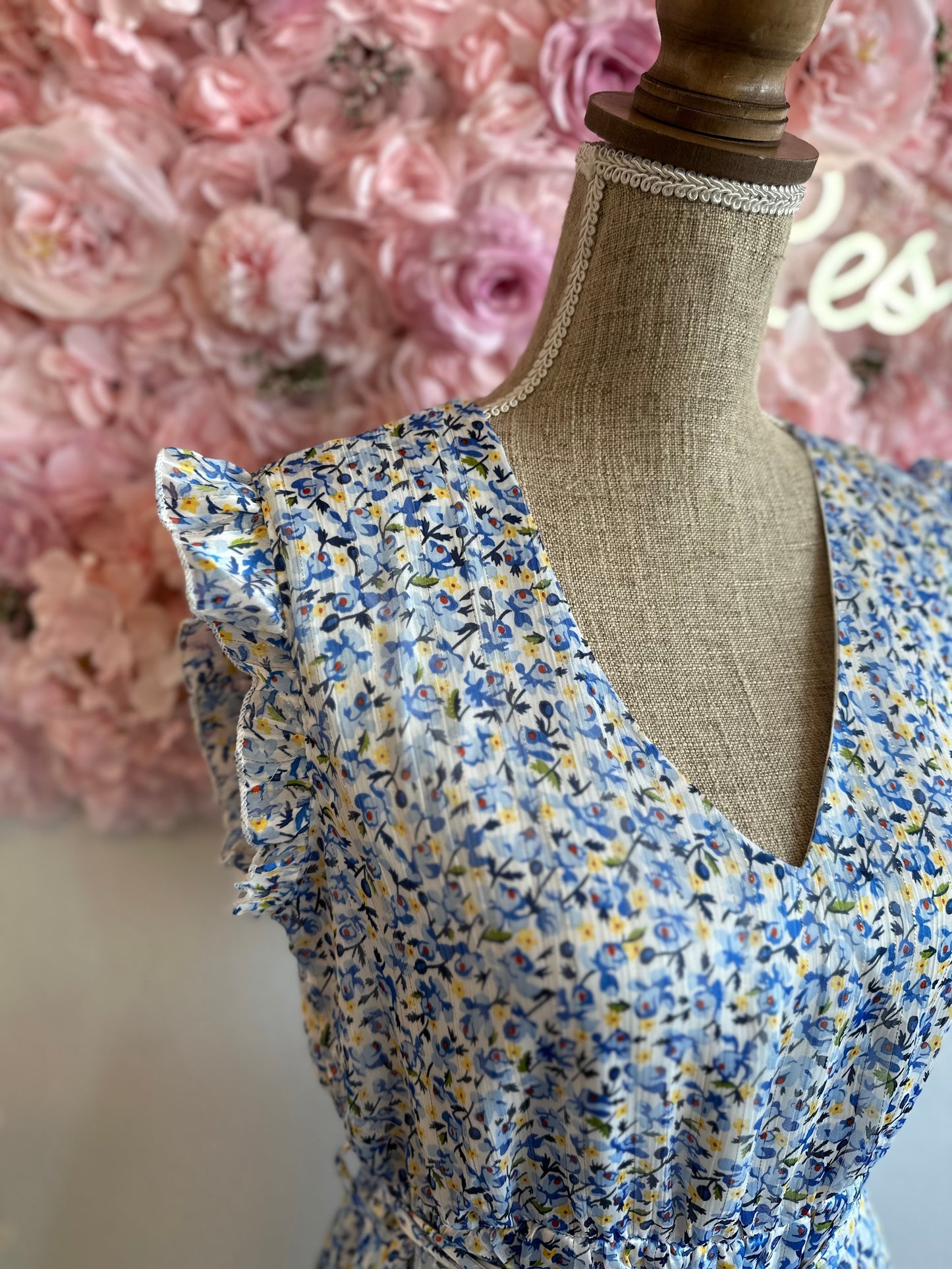 Robe midi motifs floraux bleus T.36/38