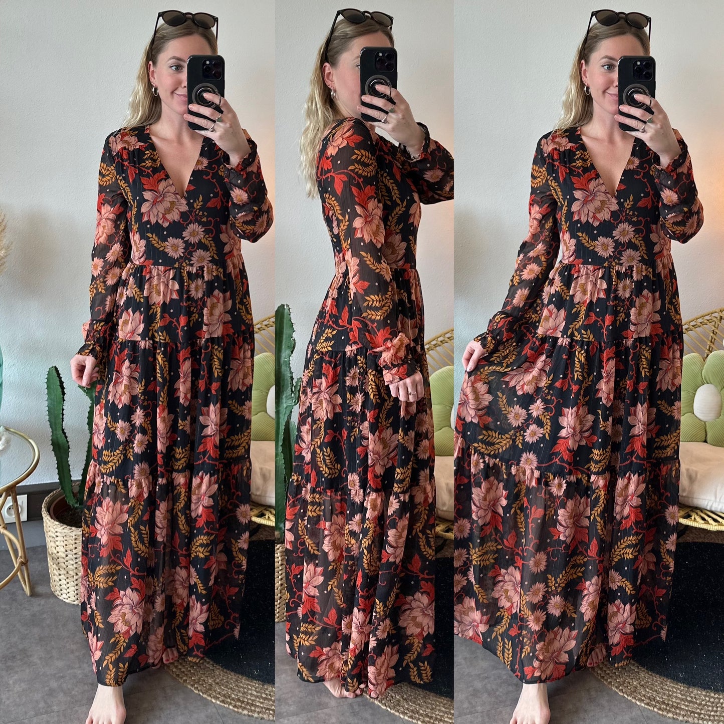 Robe longue fluide à motifs fleuris T.36
