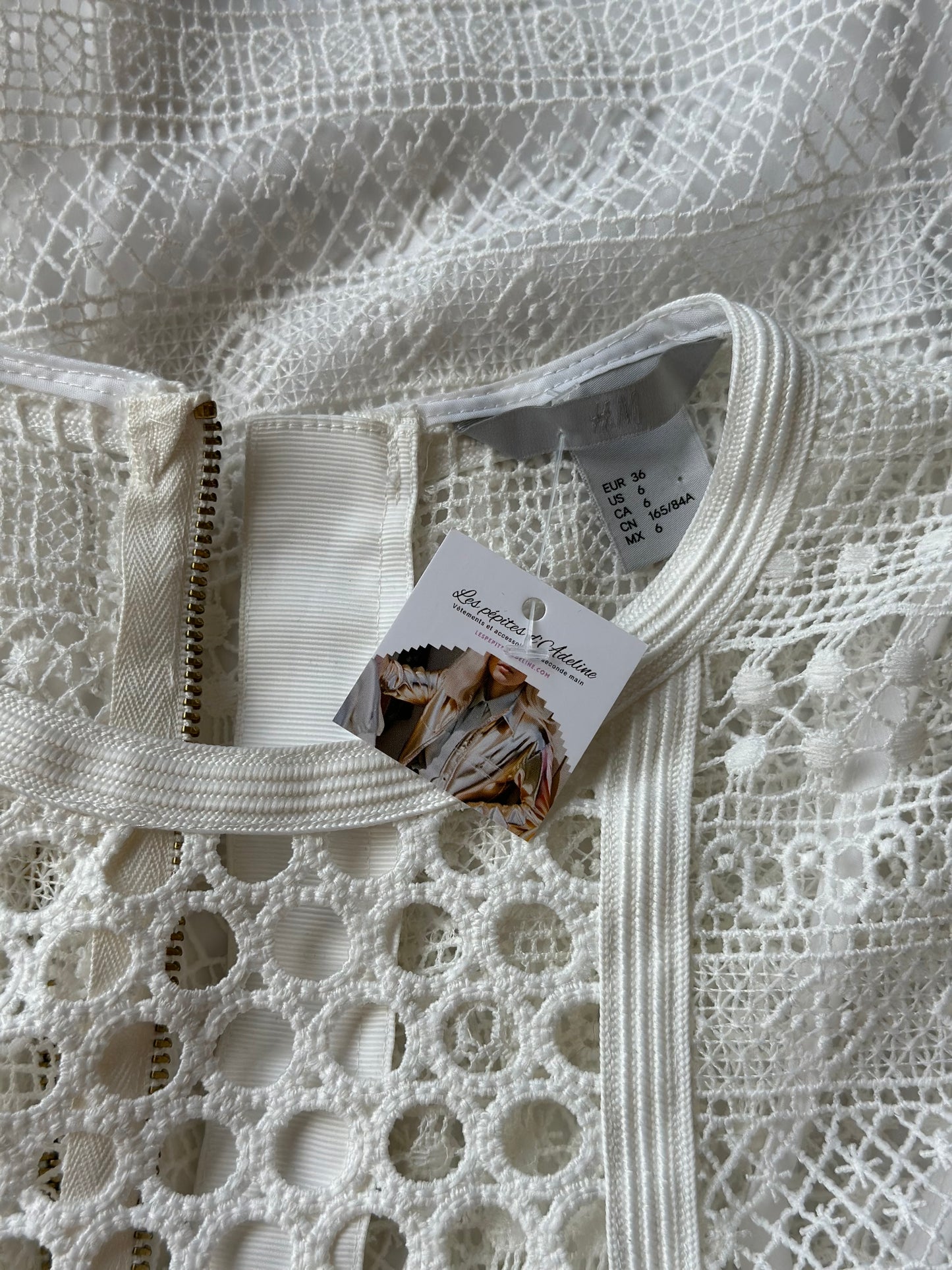 Robe d'été blanche ajourée, taille 36 - H&M