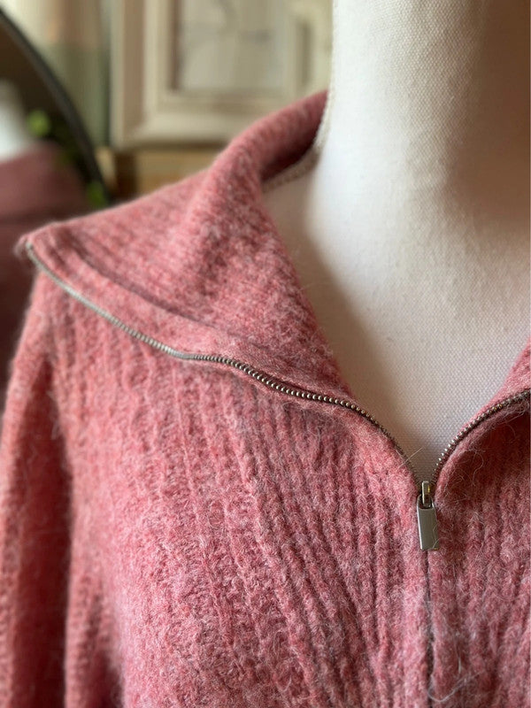 Pull camionneur maille rose clair laine et alpaga T.40