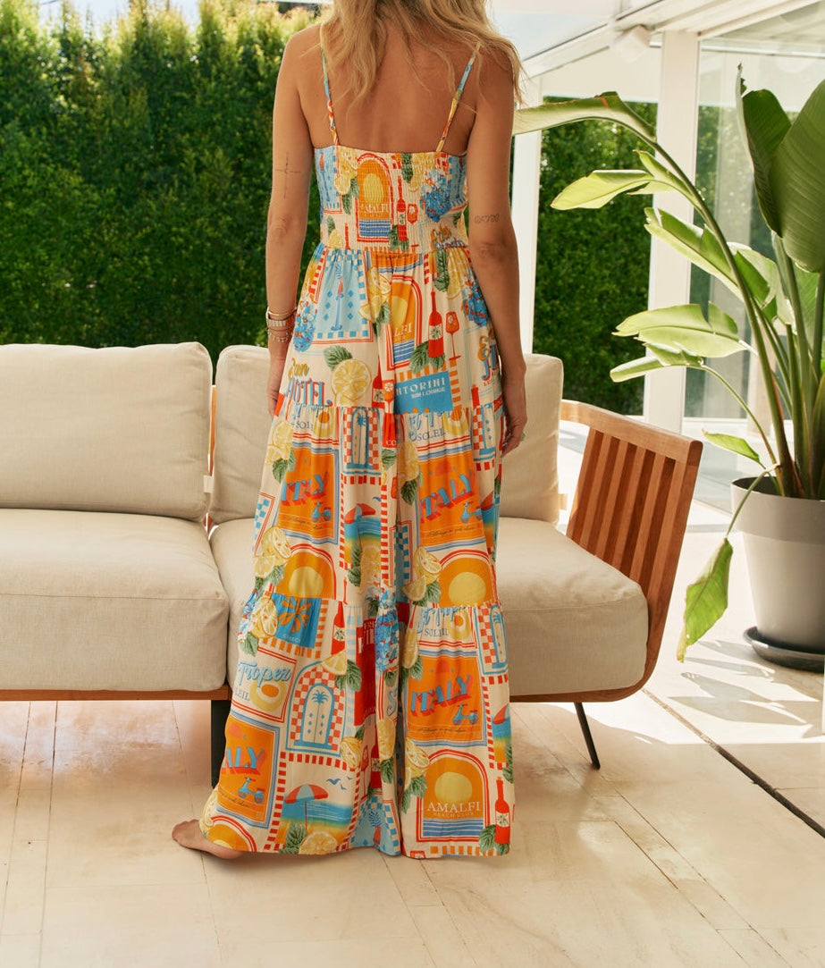 Robe longue imprimée Riviera – neuve, T.36
