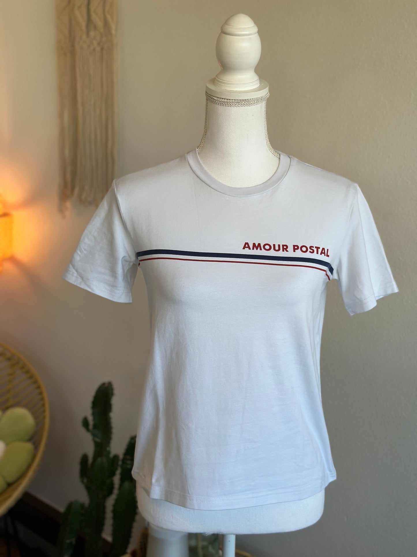 T-shirt blanc imprimé “Amour Postal”, T.34