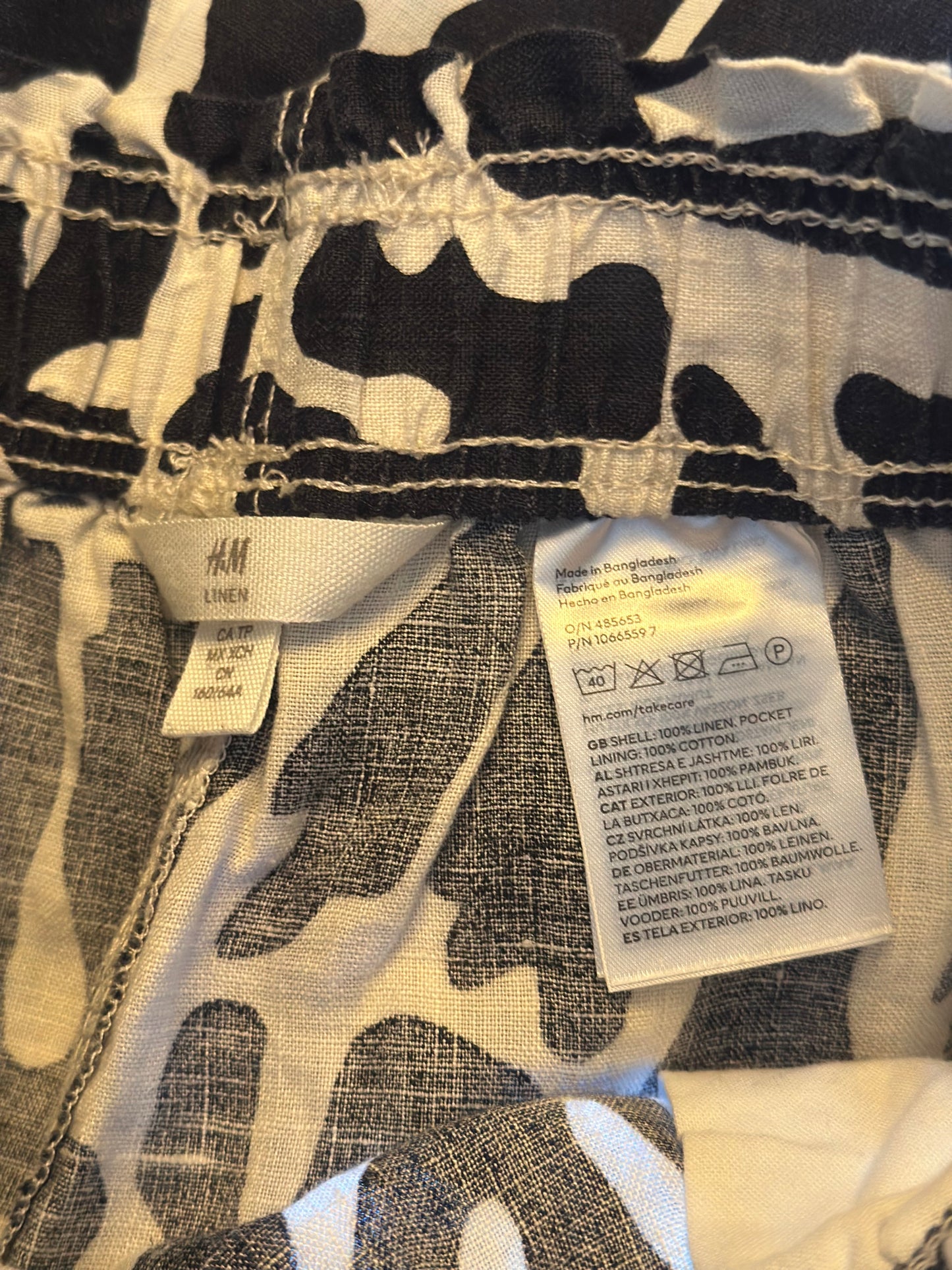 Pantalon large imprimé graphique en lin T.34