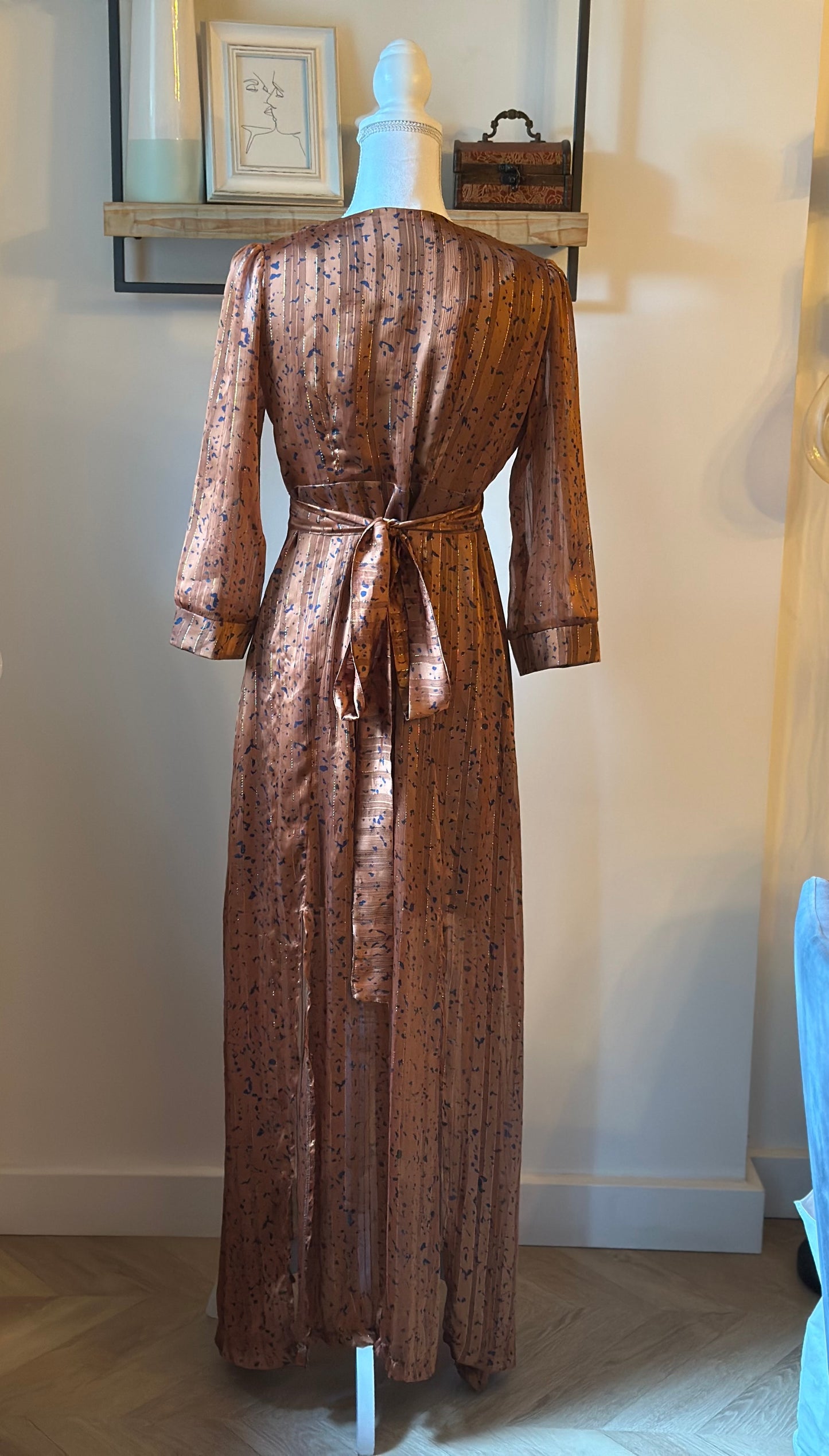 Robe longue marron lurex doré T.38