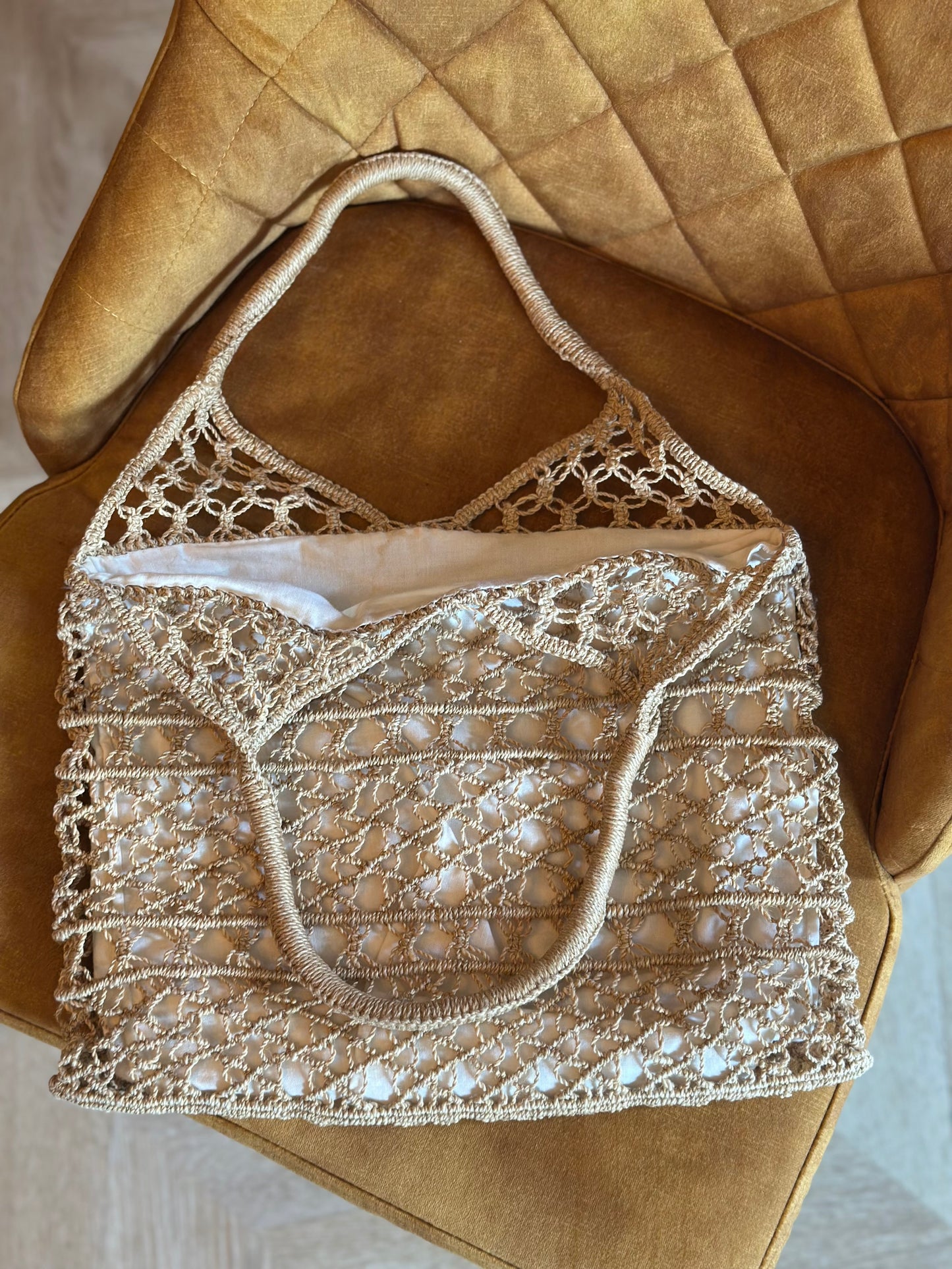 Sac vintage en macramé fait main – Beige