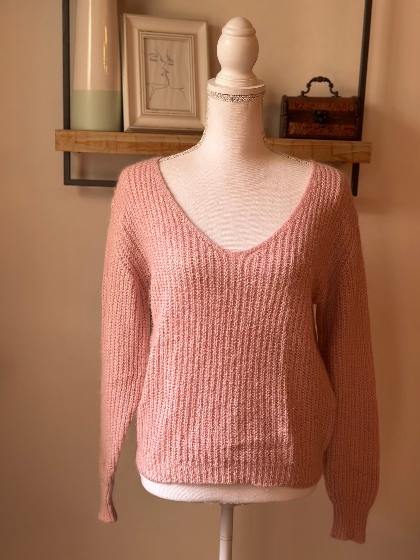 Pull rose clair en alpaga T.36