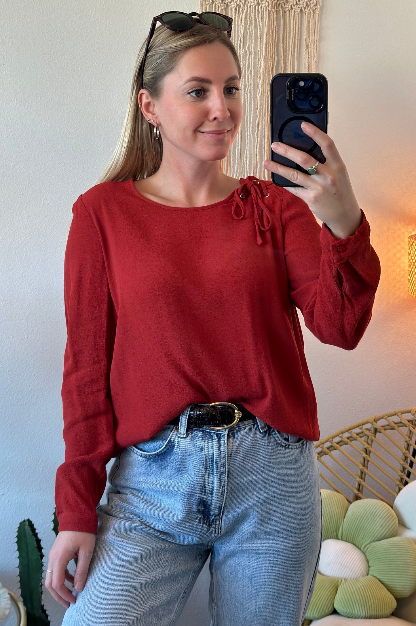 Blouse bohème rouge orangé, T.36/38