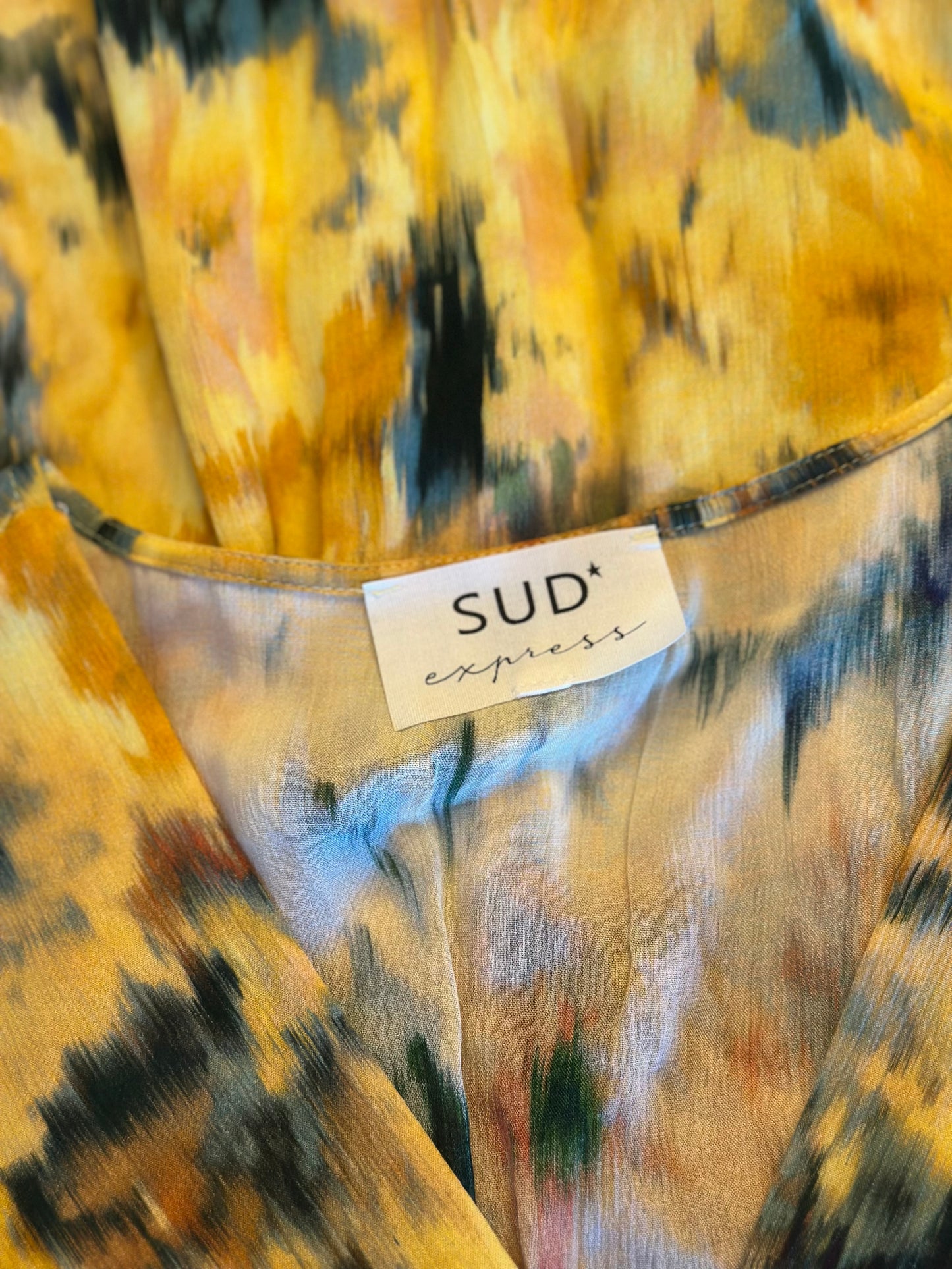 Robe courte imprimé jaune – Modèle Reen T.34