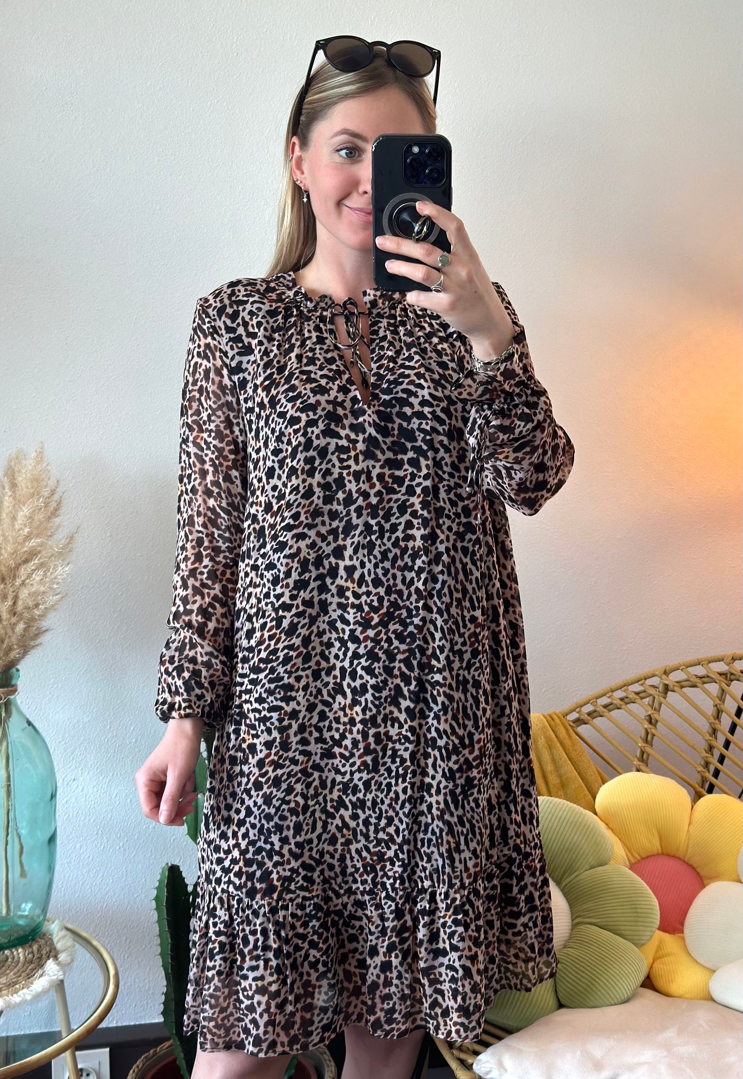 Robe fluide imprimée façon léopard T.34/36