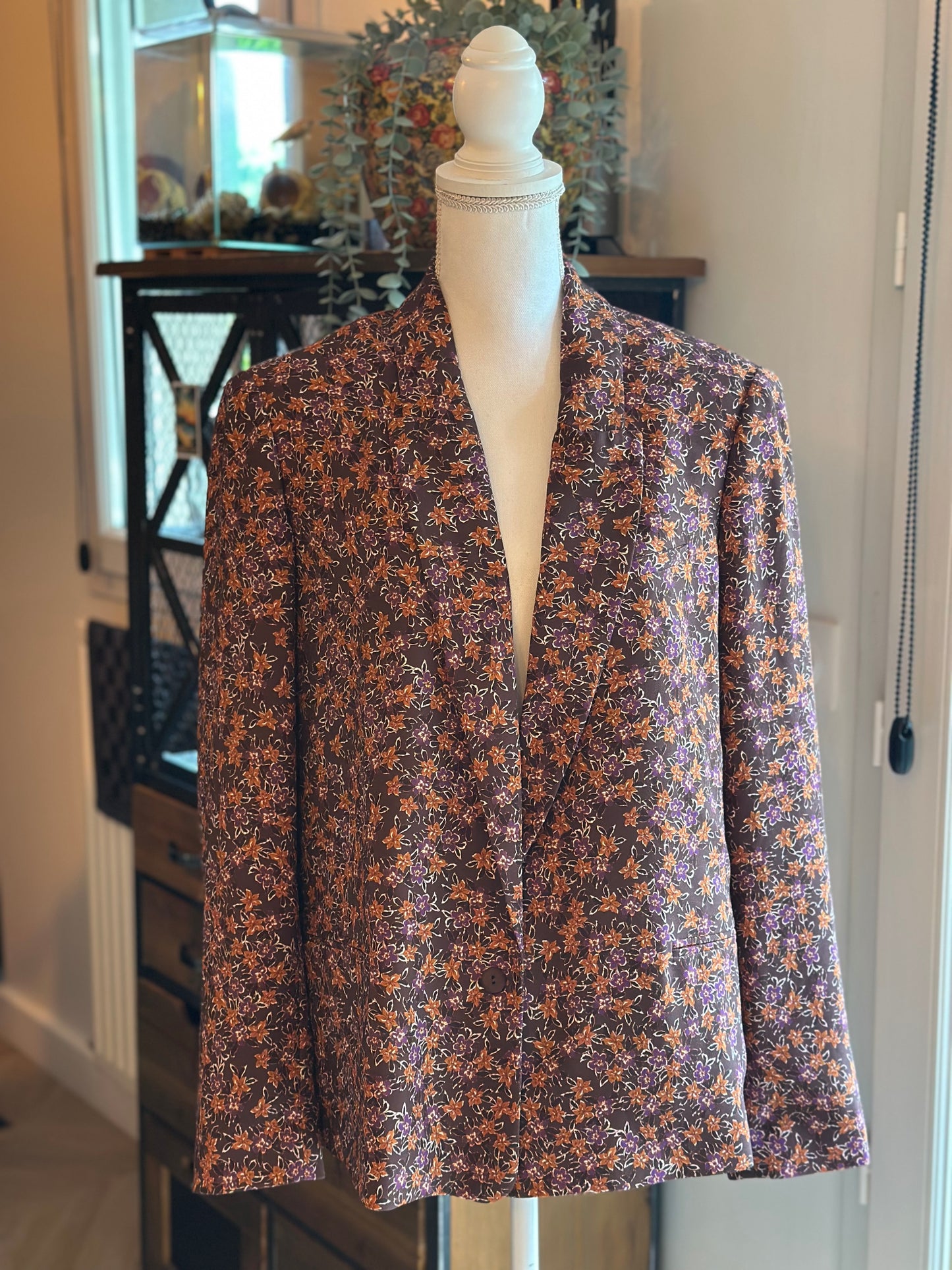 Veste blazer imprimé floral marron T.44