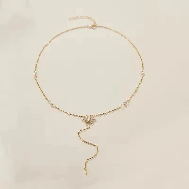 Collier doré pendentif soleil – plaqué or 14K, longueur réglable