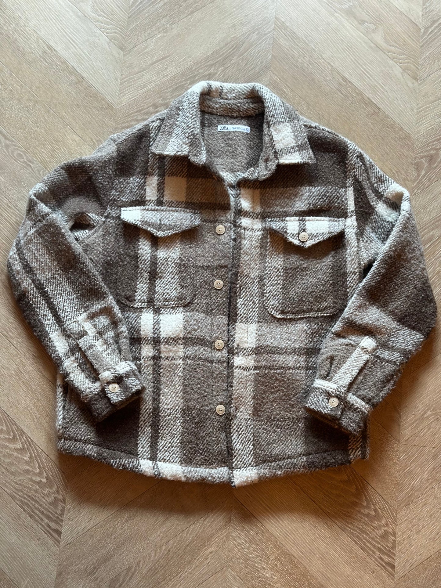 Veste surchemise à carreaux marron T.38